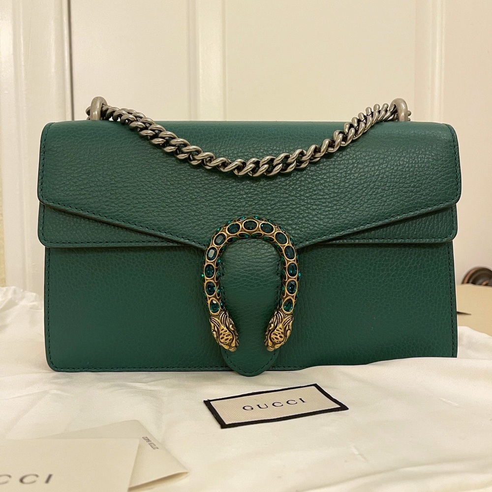 Authentic Gucci Dionysus Green Leather Shoulder Bag Small